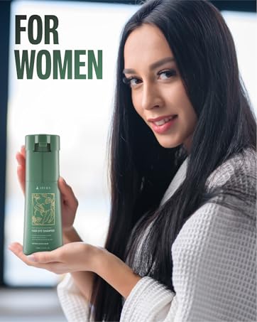 Abera Hair Dye Shampoo, Black Hair Color for Grey Hair Coverage for Women and Men, One-wash Hair Blackening Treatment with Natural Dark Color (6.76 Fl. Oz.)