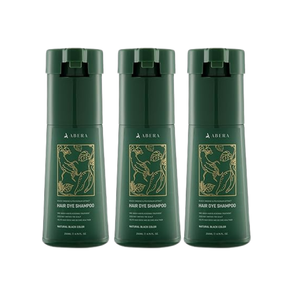 Abera Hair Dye Shampoo, Black Hair Color for Grey Hair Coverage for Women and Men, One-wash Hair Blackening Treatment with Natural Dark Color (6.76 Fl. Oz.)