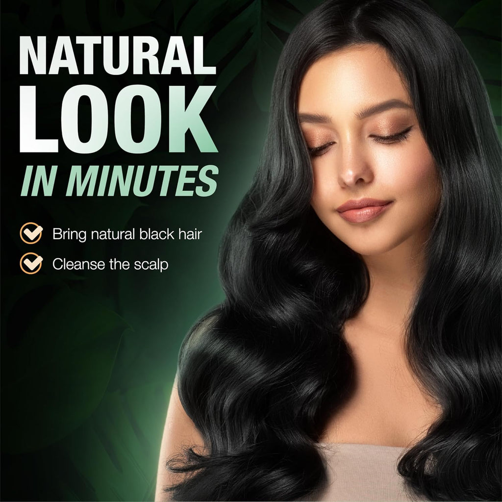 Abera Hair Dye Shampoo, Black Hair Color for Grey Hair Coverage for Women and Men, One-wash Hair Blackening Treatment with Natural Dark Color (6.76 Fl. Oz.)